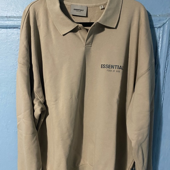 Fear of God Essentials Tan Long Sleeve Polo - Picture 2 of 12